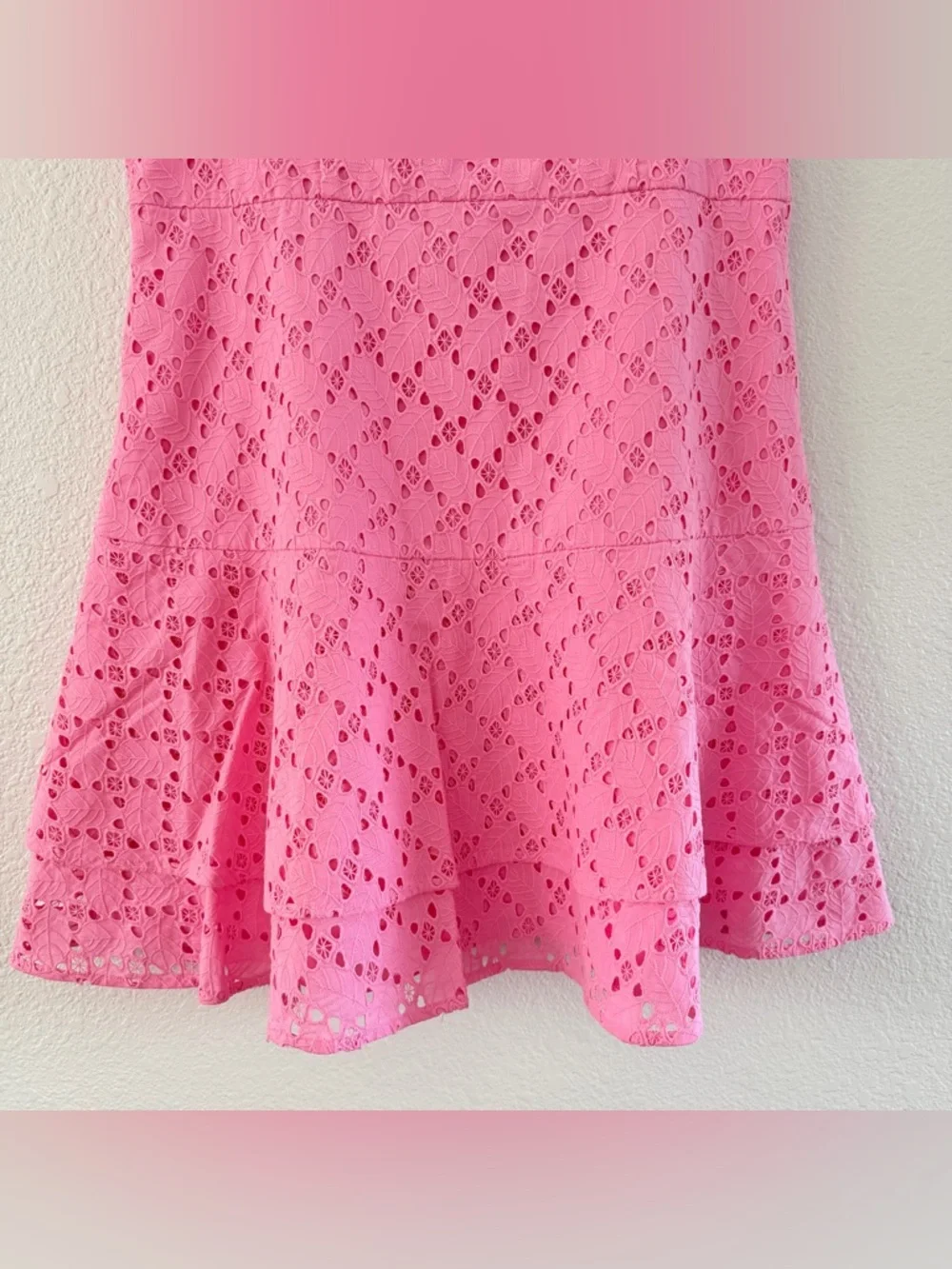 Draper James Women's Embroidered Sleeveless‎ Mini Sachet Pink Eyelet Dress Sz 12